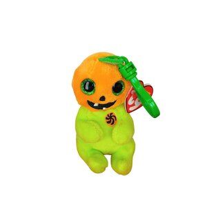 Ty Beanie Bellies‎ Hollow Plush Halloween Pumpkin Keychain 4"